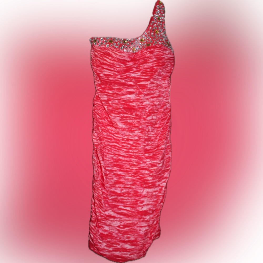 NWT one shoulder coral bondage dress
